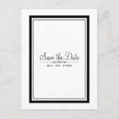 Carte Postale Faire-part Élégant Chic Mariage Blanc & Noir Save the Date (Devant)