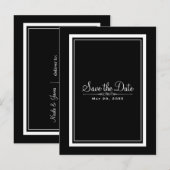 Carte Postale Faire-part Élégant Chic Mariage Noir & Blanc Enregistrer la D (Devant / Derrière)