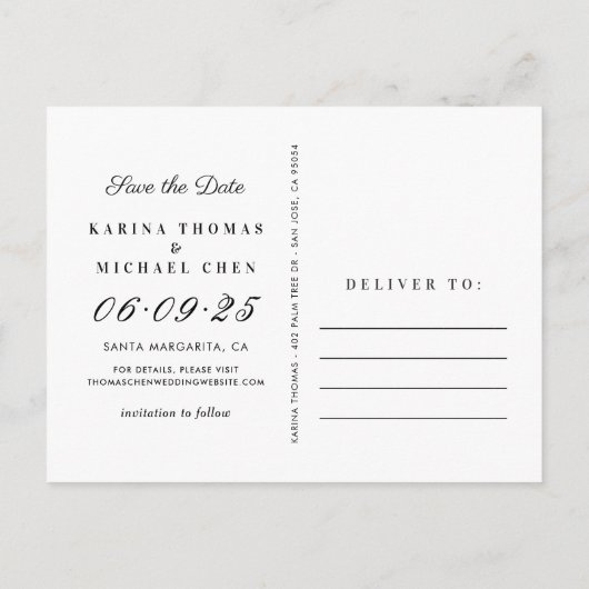 Carte Postale Faire-part Elégant Collage photo Turquoise Mariage Enregistre (Dos)