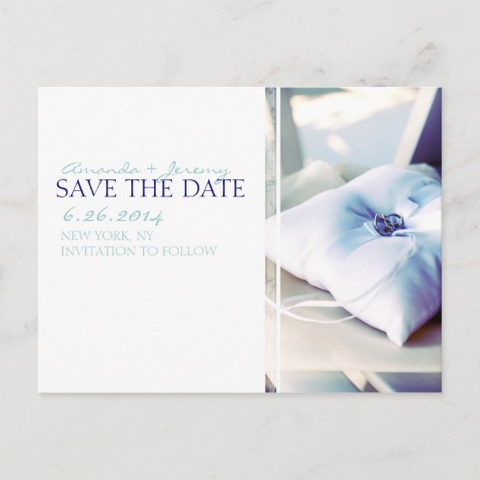 Carte Postale Faire-part Élégant Coussin de Bague Save the Date (Devant)