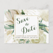 Carte Postale Faire-part Élégant Crème Floral Enregistrer la Date de Mariag (Devant)