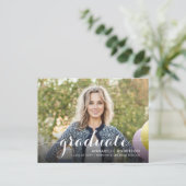 Carte Postale Faire-part Élégant Diplômé de la Girly Script photo Graduatio (Debout devant)