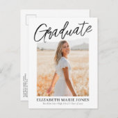 Carte Postale Faire-part Élégant Diplômé Nom Classe de 2 Diplôme Photo (Devant / Derrière)