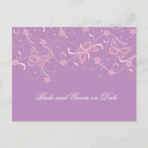 Carte Postale Faire-part Elegant Dream Lavender Butterfly Save date card