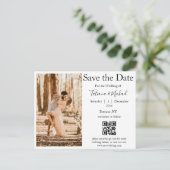 Carte Postale Faire-part élégant enregistrer la date code qr photo mariage (Debout devant)