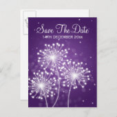 Carte Postale Faire-part Élégant Enregistrer La Date Été Étincelant Violet (Devant / Derrière)
