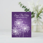 Carte Postale Faire-part Élégant Enregistrer La Date Été Étincelant Violet (Debout devant)