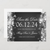 Carte Postale Faire-part Élégant Enregistrer La Date Étincelant Lights Arge (Devant / Derrière)