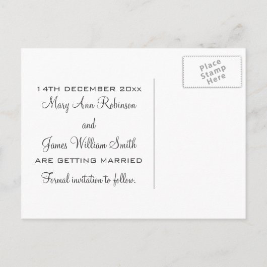 Carte Postale Faire-part Élégant Enregistrer la Date Glamour Étincelles Vio (Dos)