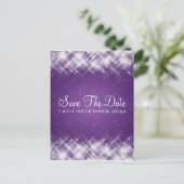 Carte Postale Faire-part Élégant Enregistrer la Date Glamour Étincelles Vio (Debout devant)