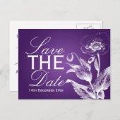 Carte Postale Faire-part Élégant Enregistrer La Date Poppy Purple (Devant / Derrière)