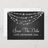 Carte Postale Faire-part Élégant Enregistrer La Date Sparkling Chain Black (Devant / Derrière)