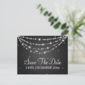 Carte Postale Faire-part Élégant Enregistrer La Date Sparkling Chain Black (Debout devant)