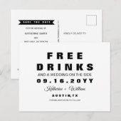 Carte Postale Faire-part Élégant et drôle, boissons gratuites, mariage, enr (Devant / Derrière)