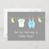 Carte Postale Faire-part Élégant et mignon vêtement bébé garçon (Devant / Derrière)