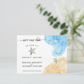 Carte Postale Faire-part Élégant Étoile de Mer Aquarelle Sauvegarder Notre  (Debout devant)