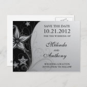 Carte Postale Faire-part Élégant Étoile de Mer et Fleurs  Enregistrer la Da (Devant / Derrière)