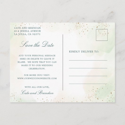 Carte Postale Faire-part Elégant Eucalyptus Verdure Mariage Enregistrer La  (Dos)