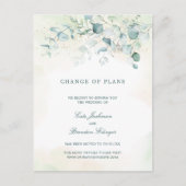 Carte Postale Faire-part Elégant Eucalyptus Verdure Mariage Postponse (Devant)