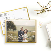 Carte Postale Faire-part Élégant Faux Gold Script Enregistrer la date avec
