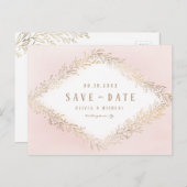 Carte Postale Faire-part Élégant feuillage botanique d'or roux enregistrer  (Devant / Derrière)