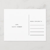 Carte Postale Faire-part Élégant feuille argent noir mariage changer la dat (Dos)