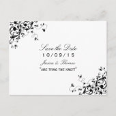 Carte Postale Faire-part Elégant Fils Noir & Blanc Mariage Enregistrer La D (Devant)