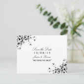 Carte Postale Faire-part Elégant Fils Noir & Blanc Mariage Enregistrer La D (Debout devant)