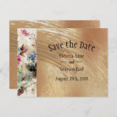 Carte Postale Faire-part Élégant Fleurs Aquarelle Or Save the Date (Devant / Derrière)
