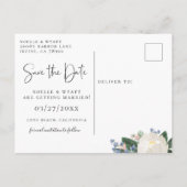Carte Postale Faire-part Élégant floral mariage bleu clair Save the Date (Dos)