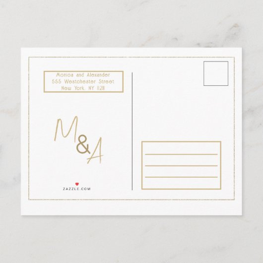 Carte Postale Faire-part Élégant Glam White Gold Calendrier Enregistrer la (Dos)