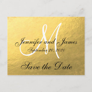 Carte Postale Faire-part Elégant Gold Black Enregistrer la date