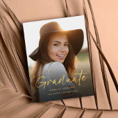 Carte Postale Faire-part Élégant Gold Calligraphy Graduation