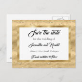 Carte Postale Faire-part Elégant Gold Faux Foil Wedding Enregistrer la date (Devant / Derrière)