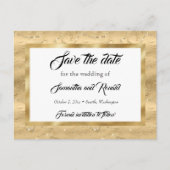 Carte Postale Faire-part Elégant Gold Faux Foil Wedding Enregistrer la date (Devant)
