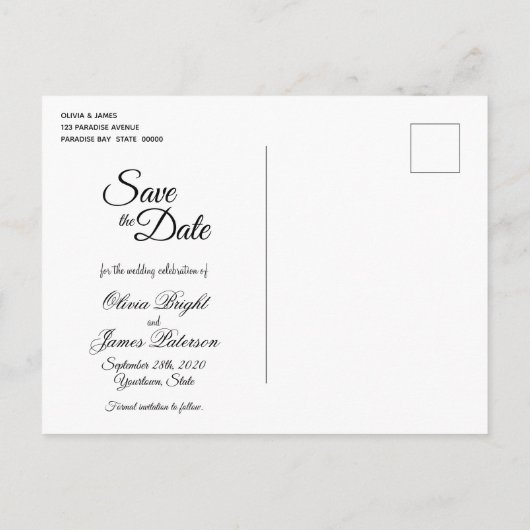 Carte Postale Faire-part Elegant Gold Frame Wedding Enregistrer la date (Dos)