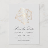 Carte Postale Faire-part Elégant Hibiscus d'or Mariage de fleurs Enregistre (Devant)