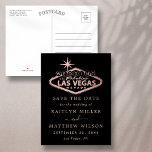 Carte Postale Faire-part Elégant Las Vegas Mariage Enregistrer La Date<br><div class="desc">Célébrez dans le style avec ces mariages modernes et très tendance à l'exception des cartes postales datées. Ce design est facile à personnaliser avec votre libellé d'événement spécial et vos invités seront ravis quand ils reçoivent ces fabuleuses cartes postales.</div>