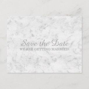 Carte Postale Faire-part Élégant Marbre Gris Enregistrer la Date