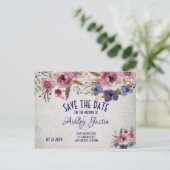 Carte Postale Faire-part Elégant mariage aquarelle Fleurs Enregistrer la da (Debout devant)