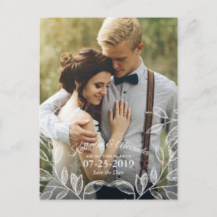 Carte Postale Faire-part Élégant mariage botanique Enregistrer la date