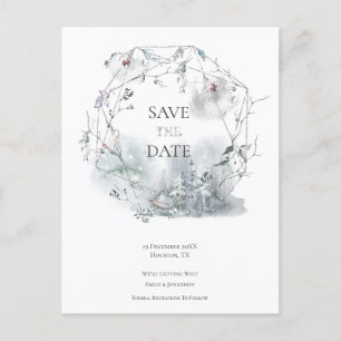Carte Postale Faire-part Élégant Mariage De Foliage D'Hiver Enregistrer La