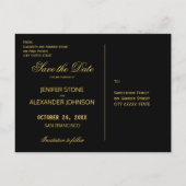 Carte Postale Faire-part Élégant mariage de l'or noir luxe de luxe enregist (Dos)