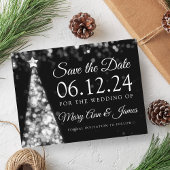 Carte Postale Faire-part Élégant Mariage de Noël Argent Save The Date