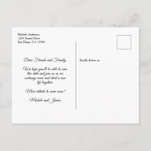 Carte Postale Faire-part Élégant Mariage de Noël Enregistrer La Date Photo (Dos)