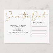 Carte Postale Faire-part Élégant mariage de photo en feuille d'or, sauver l (Dos)