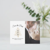 Carte Postale Faire-part Élégant Mariage D'Hiver Enregistrer La Date Photo (Debout devant)