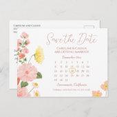 Carte Postale Faire-part Élégant Mariage Fleur Fleur Sauvage Calendrier Enr (Devant / Derrière)