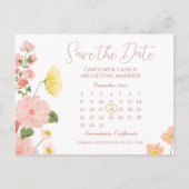 Carte Postale Faire-part Élégant Mariage Fleur Fleur Sauvage Calendrier Enr (Devant)