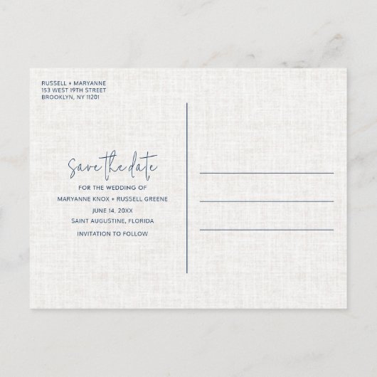 Carte Postale Faire-part Élégant Mariage Florida Beach Enregistrer la date (Dos)